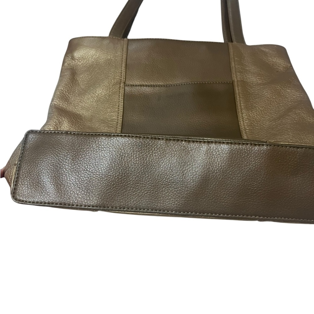 The SAK Gold Metallic Pebbled Leather Double Strap Shoulder Bag Y2K - Picture 8 of 9